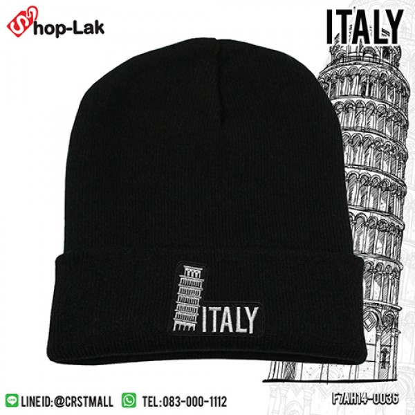 หมวกไหมพรมแฟชั่น   หมวกไหมพรมปักลายหอเอน Pisa/Italy  No.F7Ah14-0036